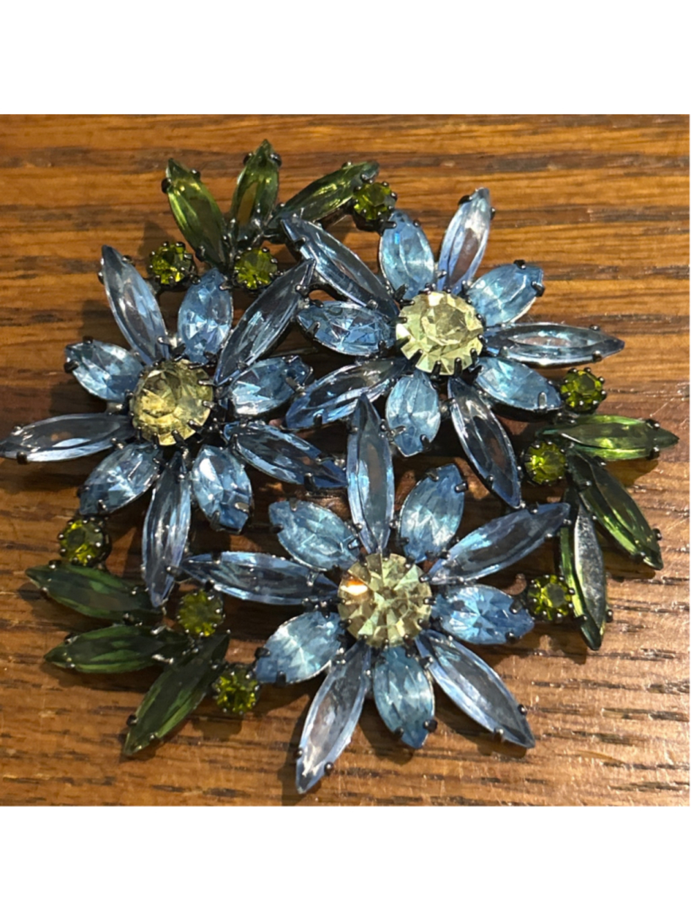 Women's Roberta Chiarella Floral Crystal Brooch, One Size, Blue and Green